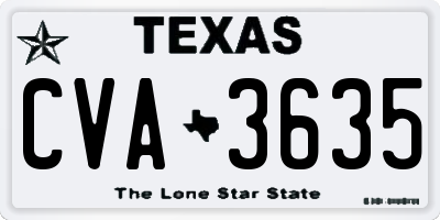 TX license plate CVA3635