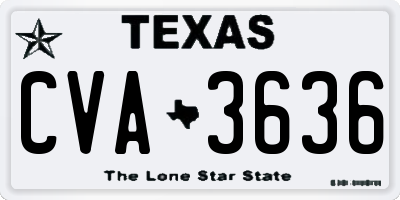 TX license plate CVA3636