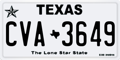 TX license plate CVA3649