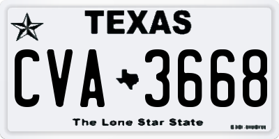 TX license plate CVA3668