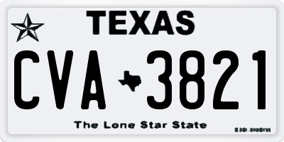 TX license plate CVA3821