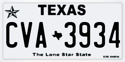 TX license plate CVA3934