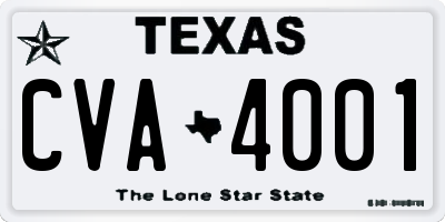 TX license plate CVA4001