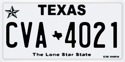 TX license plate CVA4021