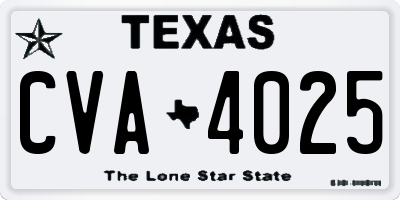 TX license plate CVA4025
