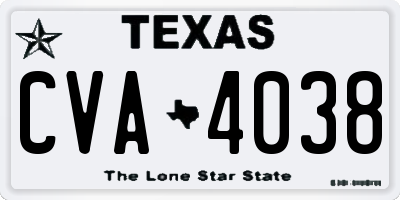 TX license plate CVA4038