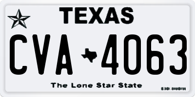 TX license plate CVA4063