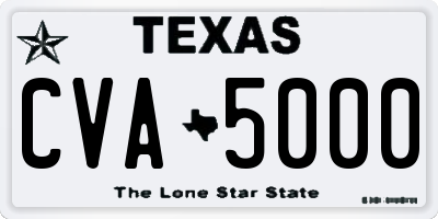 TX license plate CVA5000