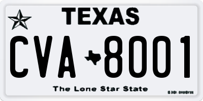 TX license plate CVA8001