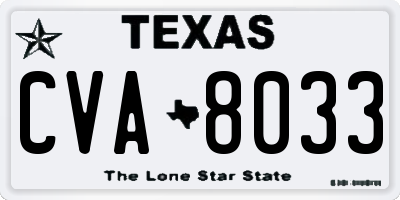 TX license plate CVA8033