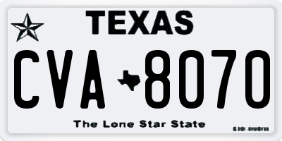 TX license plate CVA8070