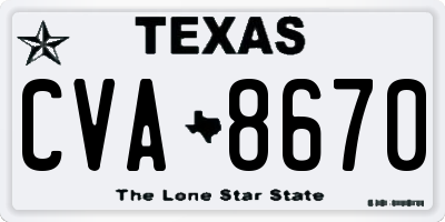 TX license plate CVA8670