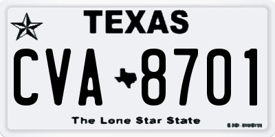 TX license plate CVA8701
