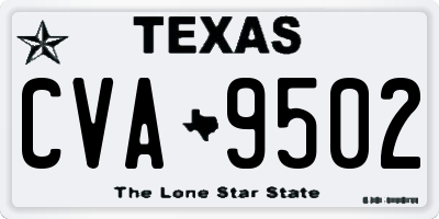 TX license plate CVA9502