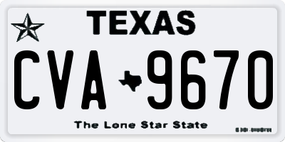 TX license plate CVA9670