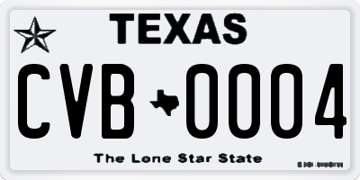 TX license plate CVB0004