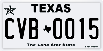 TX license plate CVB0015
