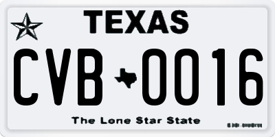 TX license plate CVB0016