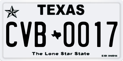 TX license plate CVB0017