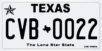 TX license plate CVB0022