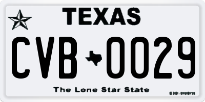 TX license plate CVB0029