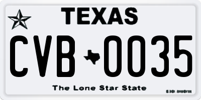 TX license plate CVB0035