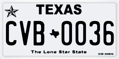 TX license plate CVB0036