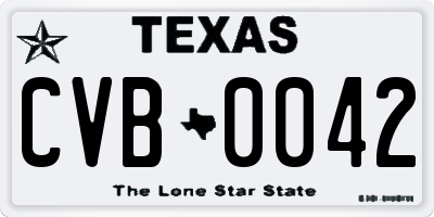 TX license plate CVB0042