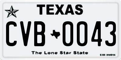 TX license plate CVB0043