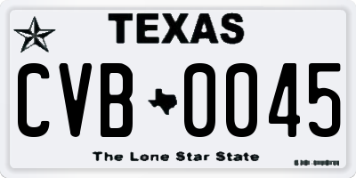 TX license plate CVB0045