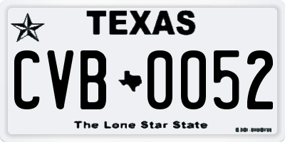 TX license plate CVB0052
