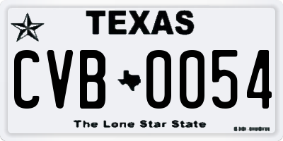 TX license plate CVB0054