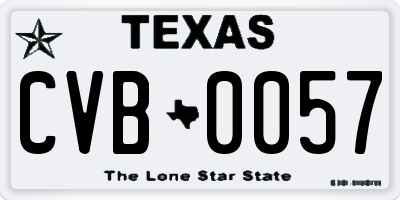 TX license plate CVB0057