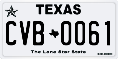 TX license plate CVB0061