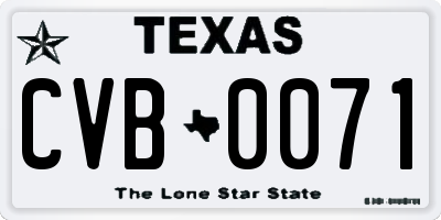TX license plate CVB0071