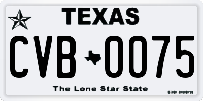 TX license plate CVB0075