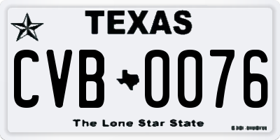 TX license plate CVB0076