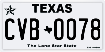 TX license plate CVB0078