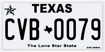 TX license plate CVB0079