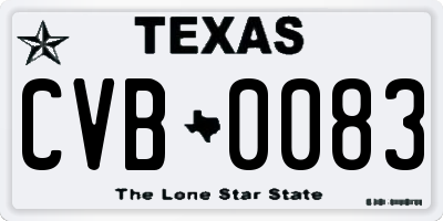 TX license plate CVB0083