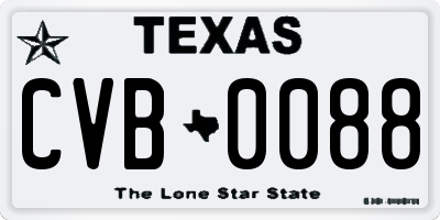 TX license plate CVB0088
