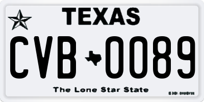 TX license plate CVB0089