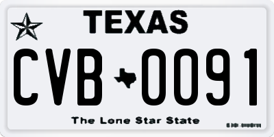 TX license plate CVB0091