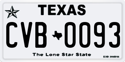 TX license plate CVB0093