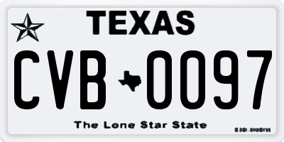 TX license plate CVB0097