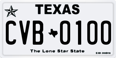 TX license plate CVB0100