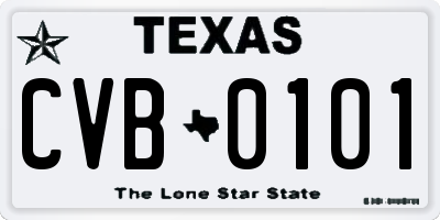 TX license plate CVB0101