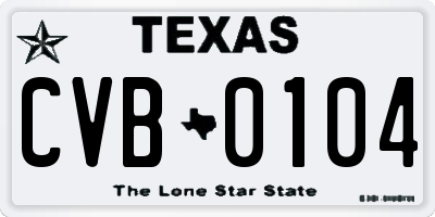 TX license plate CVB0104