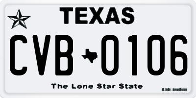 TX license plate CVB0106