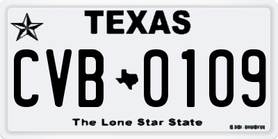 TX license plate CVB0109